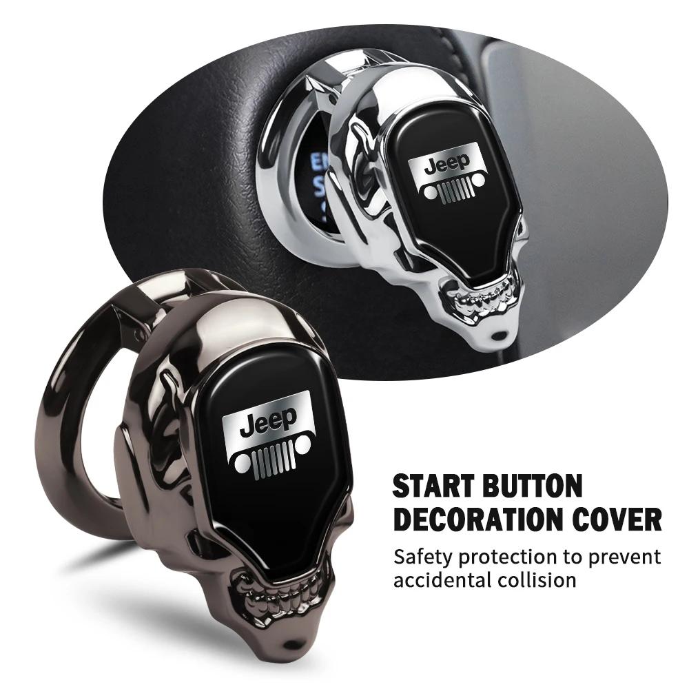 Engine Start Stop Button Protection Cover Automotive Interior Accessories for Jeep Wrangler Grand Cherokee Compass AKT1