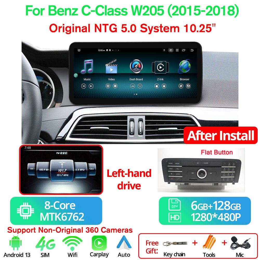 10.25'' Android 13 Car Radio For Mercedes C Class W204 W205 2008-2018 LHD Multimedia GPS Player Carplay Auto Screen BT