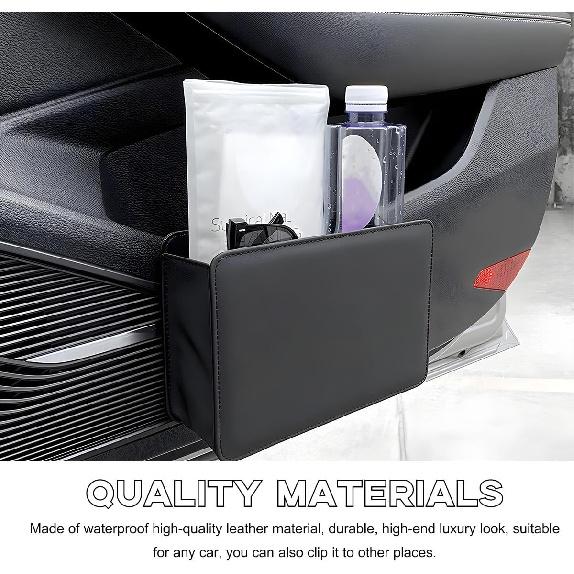 Car Trash Can, Foldable Waterproof Leather Car Garbage Organizer Holder, Automotive Mini Dustbin Container With One Roll Trash Bag, Universal