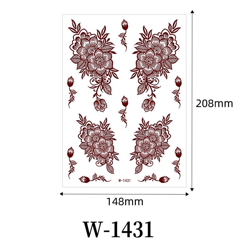 Zhengxiang 2025 Waterproof Brown Floral Lace Henna Tattoo Sticker