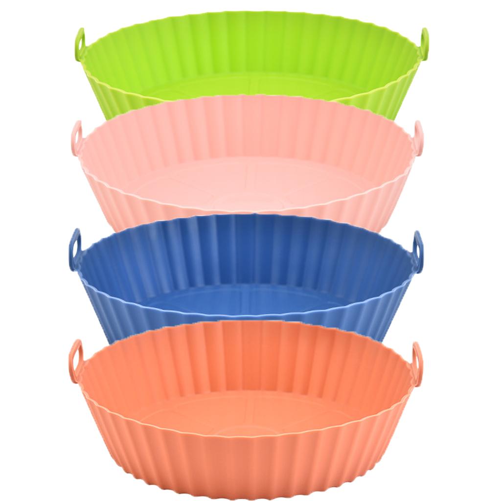 4pcs Silicone Air Fryer Pot Baking Tray Pans Fried Chicken Silicone Mold Basket Mat Airfryer Replacement Kitchen Accessories
