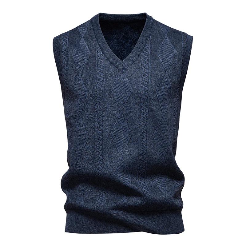 Herbst Winter Pullover Westen Pullover Herren Warm Gestrickte Weste Mode Smart Casual V-Ausschnitt Ärmellos Gestrickte Pullover Locker Weste