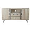 Buffet bas - 120 x 41 x 65 cm - Métal et bois de paulownia - Design loft - 2 tiroirs
