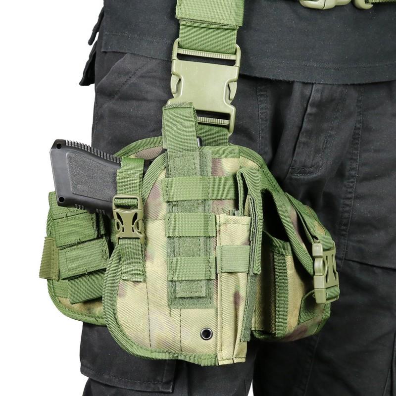 GORĄCY!Uniwersalny Taktyczny Kabura na Pistolet Torba na Udo na Pistolet Saszetka Pas na Nogę Zewnętrzna Regulowana Odpinana MOLLE Kabura na Nogę Myśliwska CS