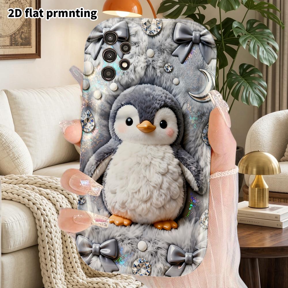Phone Case: 2D Flat Samsung Galaxy A34 A35 M05 M06 S20 S22 S21 FE Plus 5G Protective Case, Couples Style, Plush Little Penguin, Christmas and Hallowee