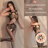 Erotic Black Mesh One-Piece Lingerie Set with Open Stockings - Tempting and Sexy