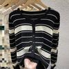 Women's Korean Striped Knit Cardigan - Loose, Thin, Long Sleeve, Round Neck, Spring/Autumn Fashion