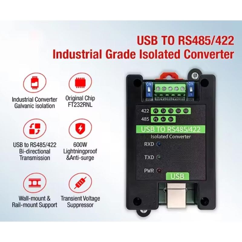Industrial USB To RS485 Adapters with 1200M Long Distances Transmission IP30 Defense For Automation Control Use