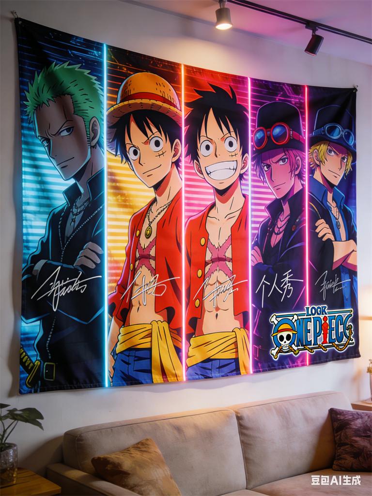 One Piece Anime Decor Tapestry Luffy Characters Themed Wall Hanging Decorative Wall Cloth For Living Room Bedroom Dorm Room Deco