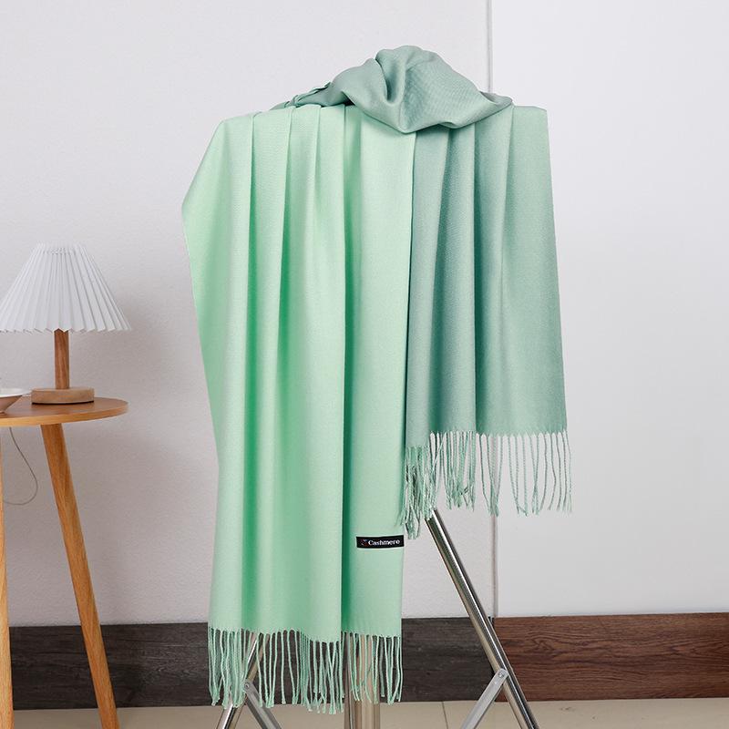 Double-sided Two-color Scarf for Women Autumn and Winter High End New Wool Scarf Shawl Imitation Cashmere Scarf