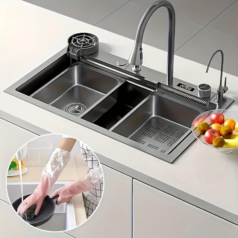 Durable Waterproof PVC Cleaning Gloves, Non-Slip Dishwashing Gloves with Floral Pattern