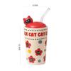 Personalized Large Capacity Cat Cartoon Cute Straw Cup Small Gift Box Set for Household Ceramic Cup High Value Mug