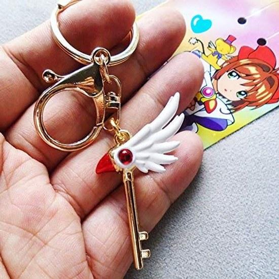 Cardcaptor Sakura Necklace Ladies Keychain Fashion Bird Pendant Anime Magic Stick Cosplay Props Girls Gift