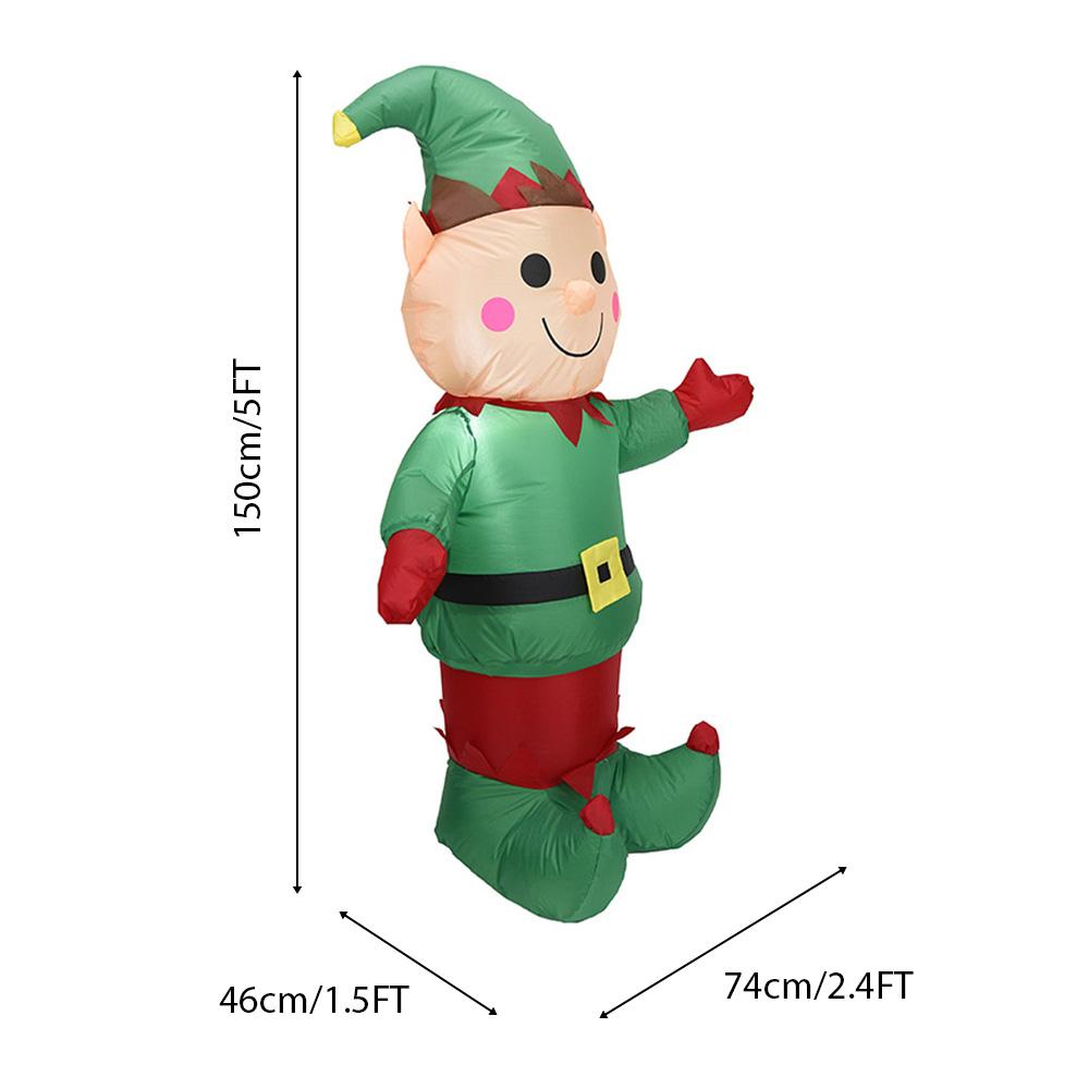Christmas Inflatables Outdoor Decorations Elf 5FT Built-in LED Lights and Air Blower Blow Up