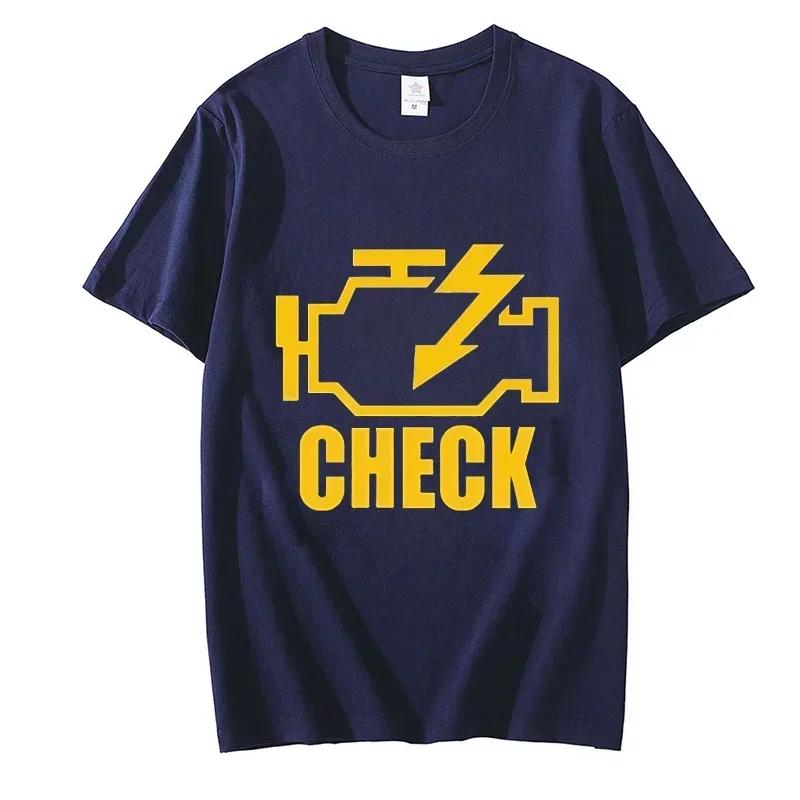 Brand Men T-shirt Mechanic Auto Repair Check Engine Light Print Summer Tees Hip Hop T-shirt Short Sleeve Harajuku Tshirt Male
