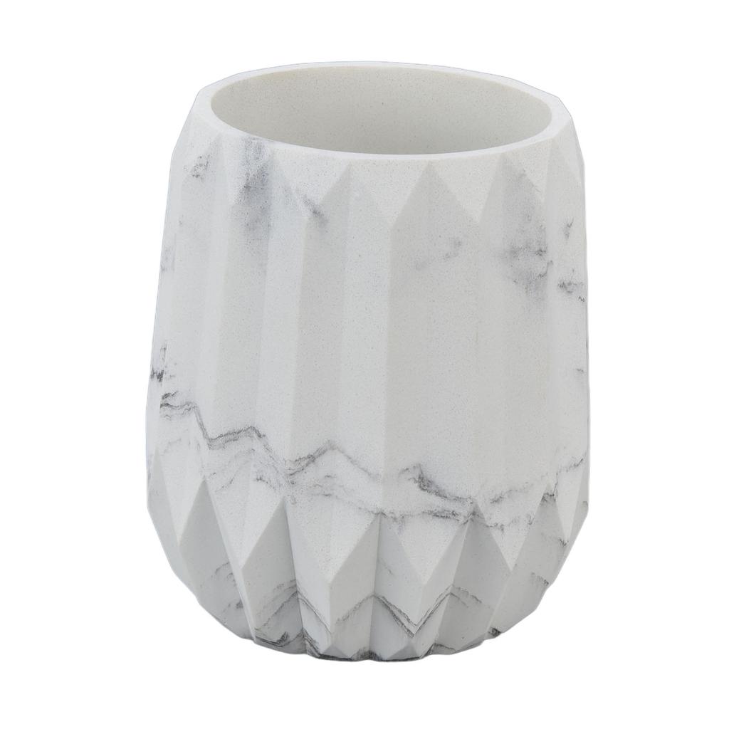 Makeup Brush Holder Durable Glossy Resin Large Capacity Modern Design Marble Vein Makeup Brush Organizer
