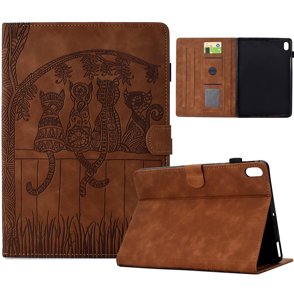 

For Xiaomi Redmi Pad 2 Case Cats Imprinted PU Leather Card Slots Tablet Cover Brown