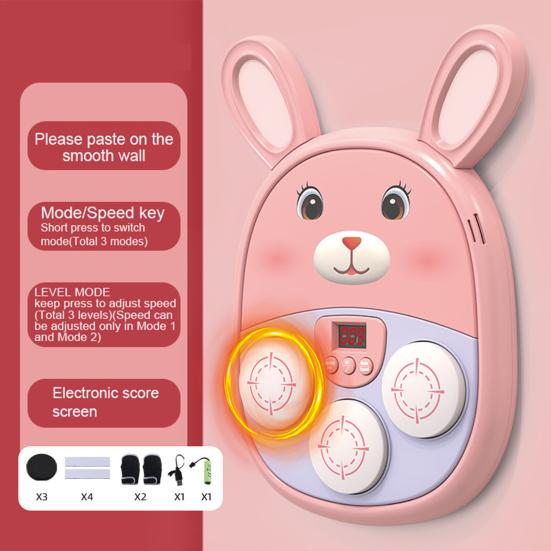 Music Boxing Machine for Kids Teens Adults Cartoon Wall-Mounted Trainer Equipment with LED Electronic Focus Training Target 3 Game Modes Boxing Music