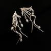 European and American tassel long pearl earrings light luxury high-end stud earrings temperament cold wind trend retro earrings