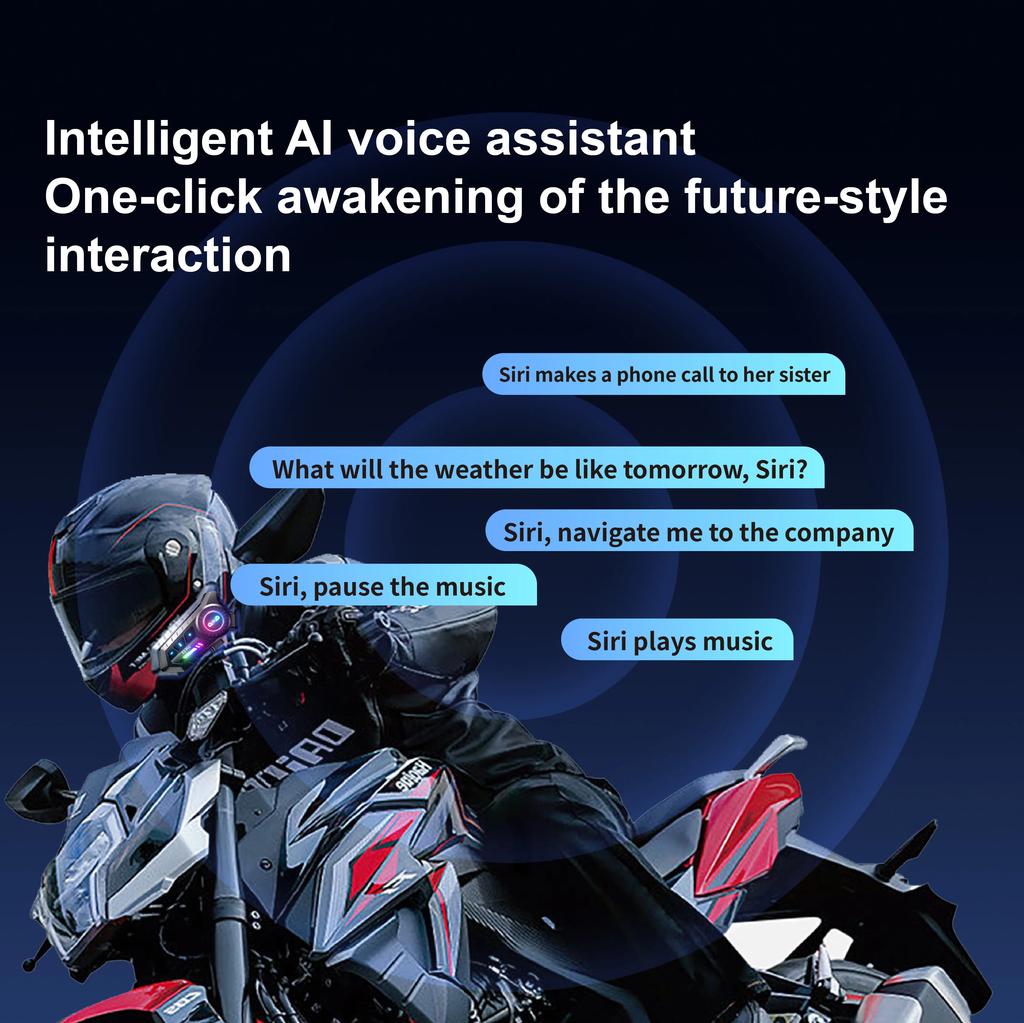 Kebidumei Bluetooth6.0 Motorcycle Helmet Intercom Headset Wireless Hands-free Call Phone Kit with Music Sharing Support FM