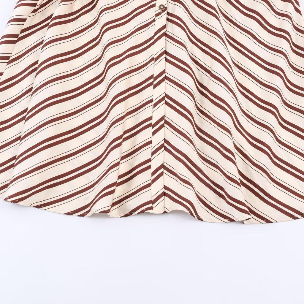 2026 Spring Elegant European & American Style Striped Midi Dress for Women