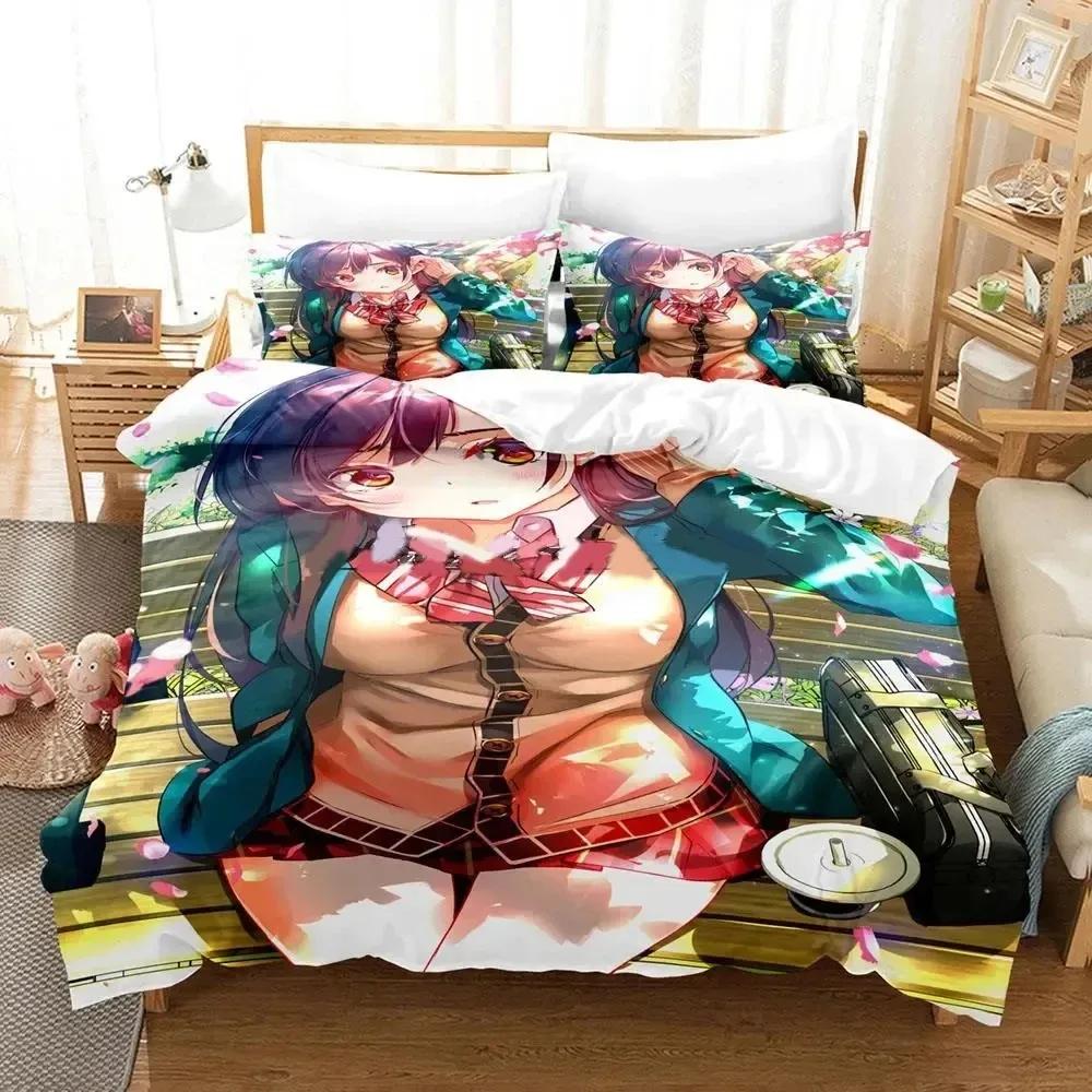 3D Anime Rent-A-Girlfriend Chizuru Bedding Set,Duvet Cover Bed Set Quilt Cover Pillowcase,King Queen Twin Size Boys Girls Adults
