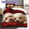 Biancheria da letto con motivo Bichon Frisé e Fiori Freschi Decorazione per la Casa Regalo di Compleanno (1 * copripiumino + 2 * federa, senza nucleo)