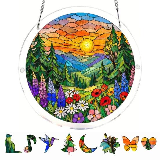 Acrylic Jigsaw Puzzle Suncatcher Kit, Stained Glass Style DIY Window Hanging Ornament for Home Decor, Gift for Women Men Mom