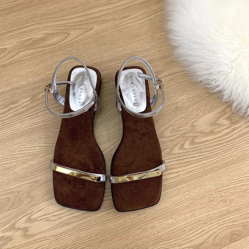 Fashion 2025 New Summer Retro Sandals Ladies Open Toe Comfortable Shoes Women's Thick Bottom Beach One-strip Flat Slippers