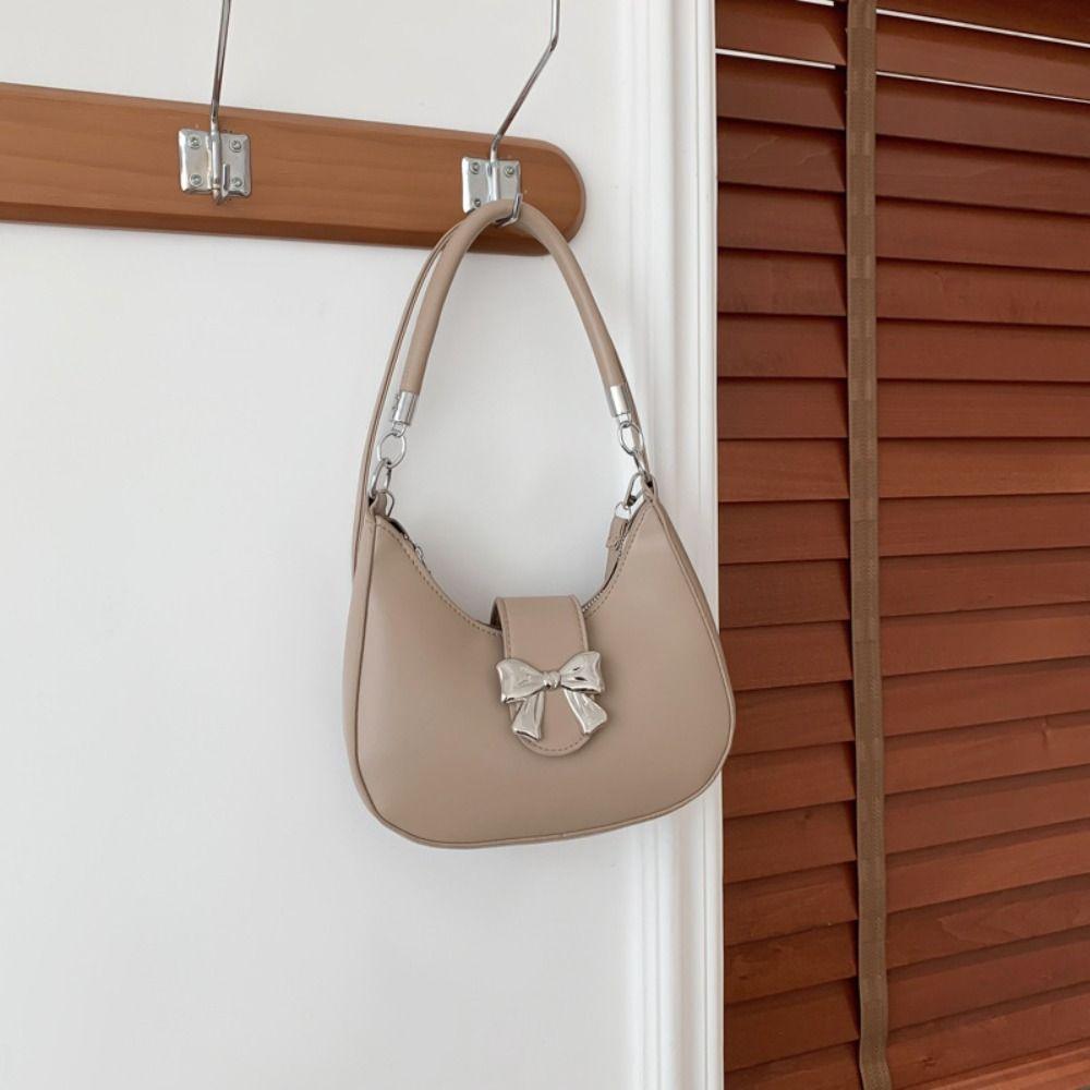 Bow Bowknot Crossbody Bag Y2k Style Half-moon Handbag Elegant Dumpling Shoulder Bag  Outdoor