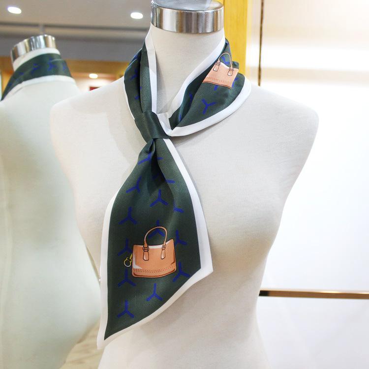 Lazy Gospel knot-free silk scarf with shirt spring and autumn new Korean version cross small scarf women's double-sided