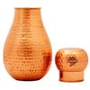 Pure Copper Bedroom Water Bottle with Inbuilt Glass, Matka Design Hammered Finish - Volume 1600 Ml (Pack of 1)