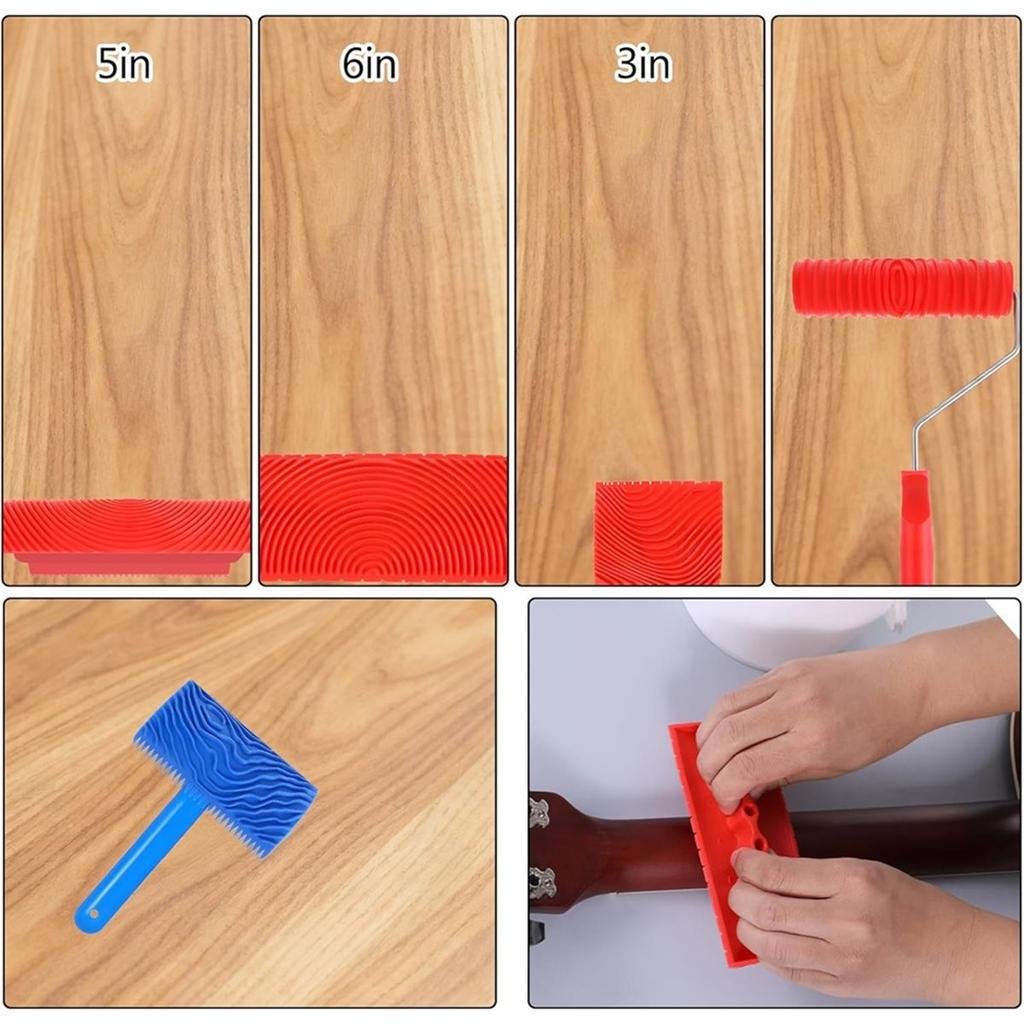 11pcs Wood Graining Tool Set,Wood Grain Tool 7" Faux Wood Grain Roller Wood Grain Painting Tool,for Wall Room Decoration