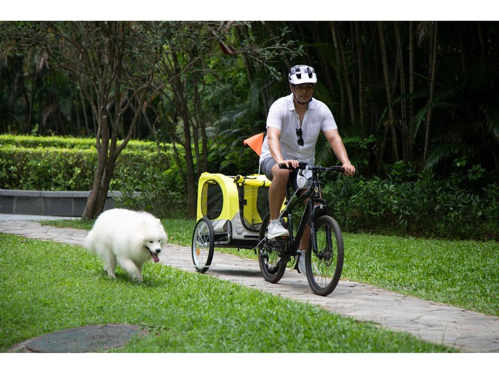 Pet Bicycle Trailer Stroller: Rear-Mounted, Folding, Breathable Carrier for Dogs and Cats - Ideal for Outdoor Cycling and Walking.