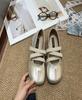 Leather version~ Leather French retro flat-bottomed bow light-mouth single shoes women's new silver Mary Jane evening shoes