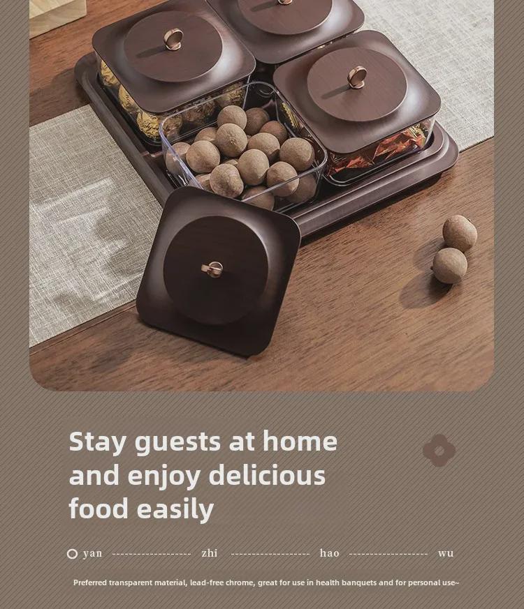 Bandeja para Lanches e Doces Estilo Retrô Imitação Madeira para Mesa de Centro de Sala de Estar