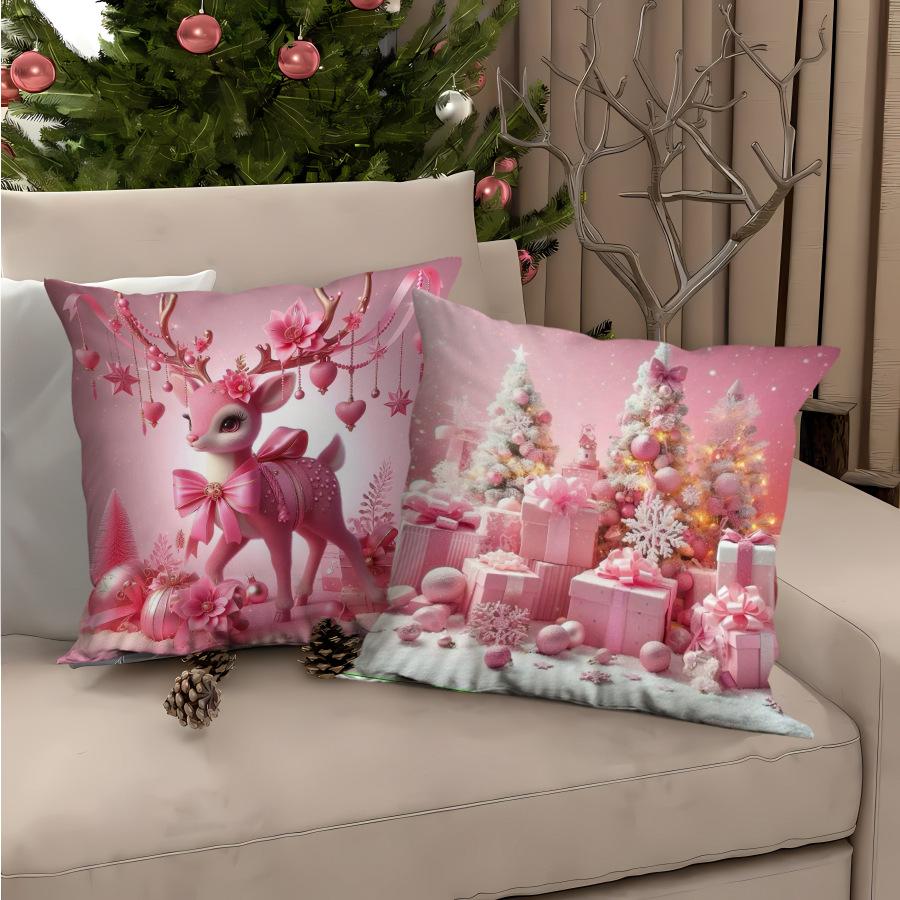 Weihnachts-Kissenbezug mit Weihnachtsmann-Druck Polyester Kissen Sofadekoration Kissenbezug Weihnachtsgeschenk