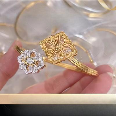 Armband vierblättriges Kleeblatt Offen Emaille Weiß Perlmutt Diamantbesetztes Armband für Damen