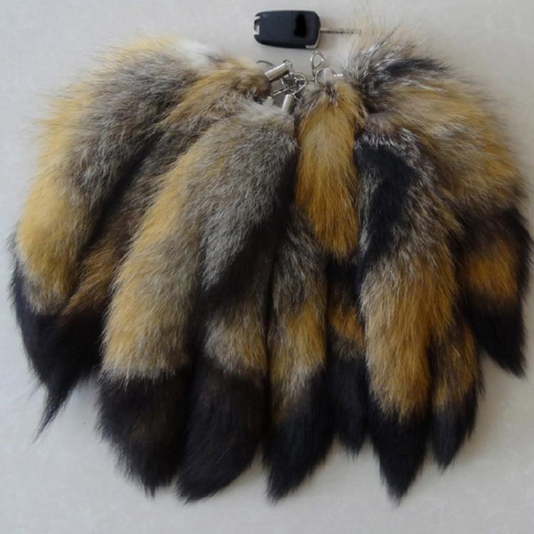 Fashion Keychain with Plush Foxes Tail Bag Pendant Women Keyring Animal Key Chain for Purse Backpack Handbag