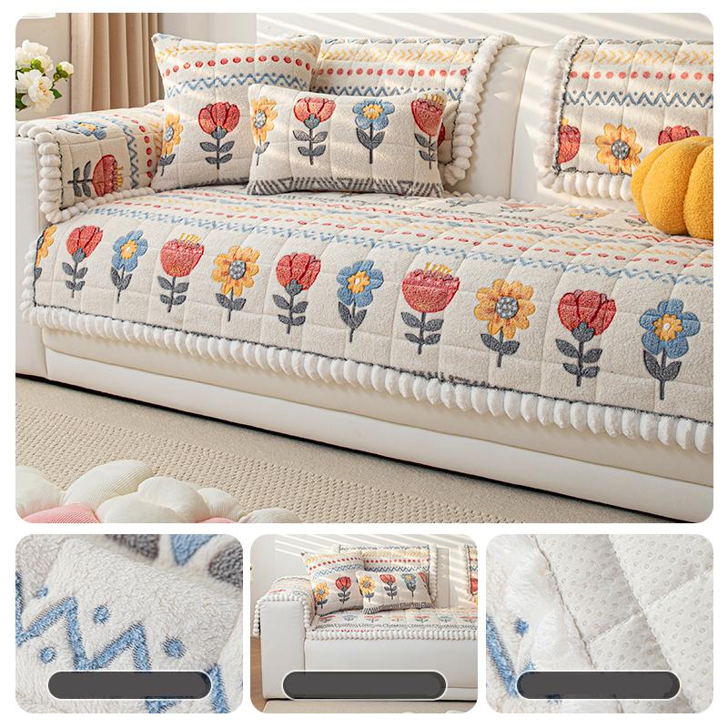 

Богемный плюшевый толстый чехол для дивана из молочного бархата, теплый, удобный, стильный коврик для дивана 70*70cm