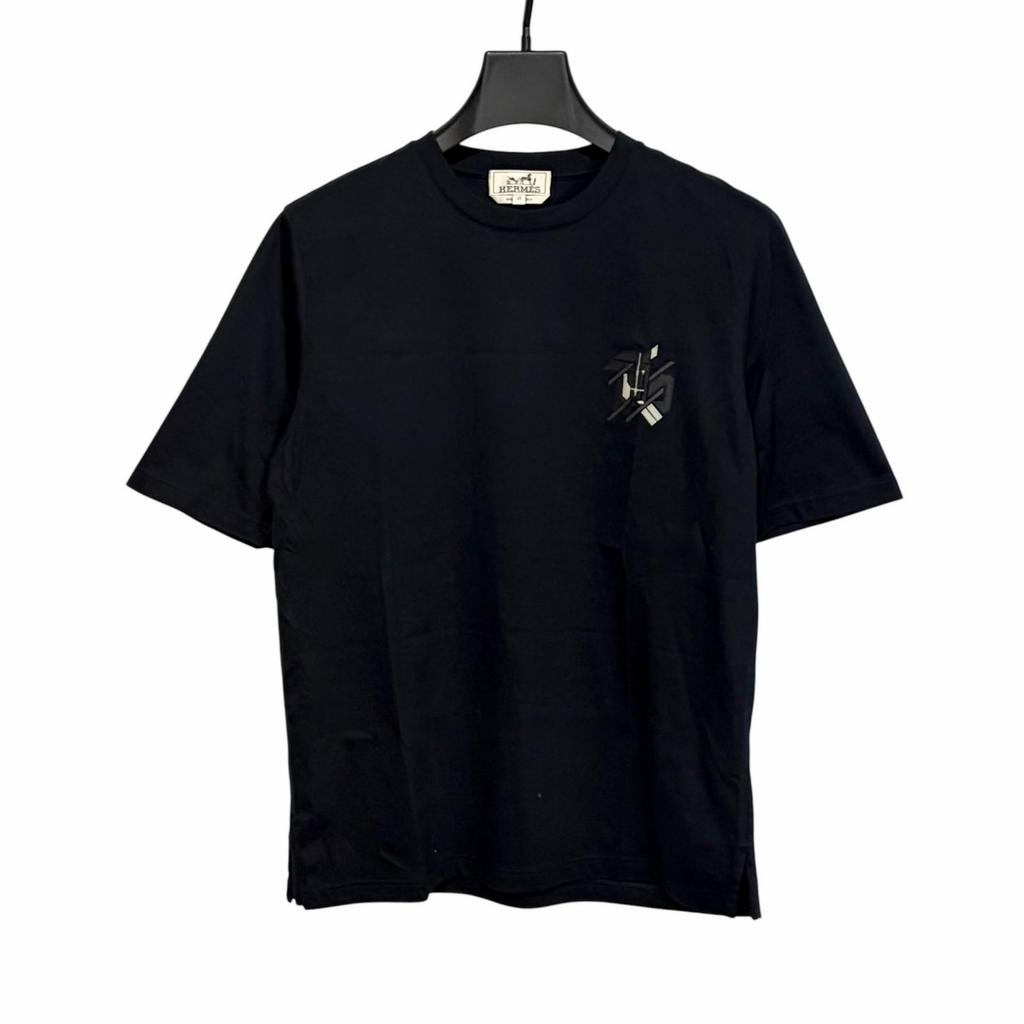 HERMES Chevaux Asymmetrical T-Shirt Dark Navy Men's Size XS Model H357925