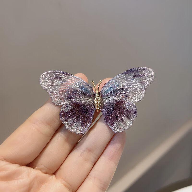 Retro light luxury handmade enamel embroidery butterfly brooch female niche high-end pin DIY high-end corsage