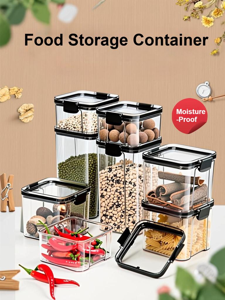 Transparent Plastic Sealed Canister Home Food Storage Container Grain, Nuts, and Spice Storage Jar