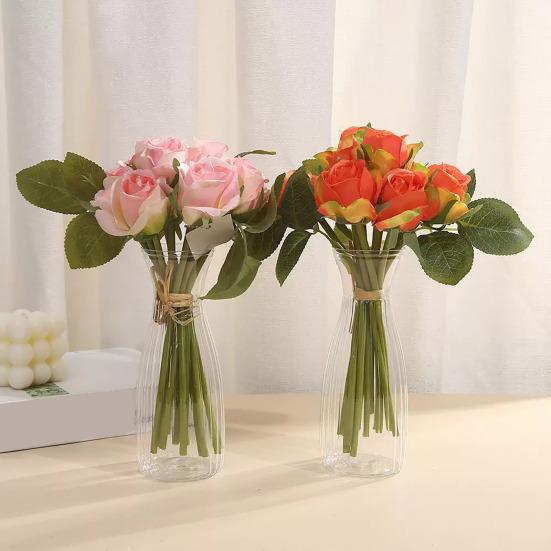 3/5/10Pcs Plastic Vase Transparent Color Single Stem Vase Lightweight Smooth Reusable Vase Dining Table Decoration