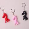 Keychain Pendant 3D Cartoon Horse Design Key Chain with Metal Ring Multifunctional Keychain Gift Accessory