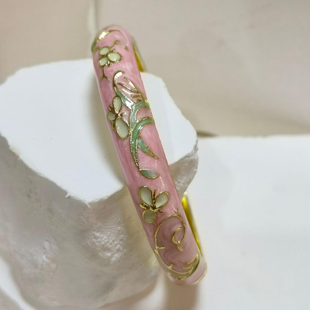 Extra Width Enamel Bangle 1cm Colorful Enamel Bangle Five Leaves Enamel Bracelet Souvenir Gift