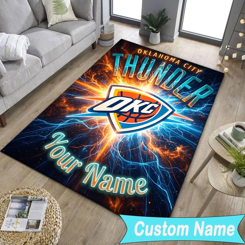 Custom NameThunder Basketball Team Carpet, Indoor Rug, Chair Rug, Living Rooms, Doormat Made From Polyester Home Decor Birthday Christmas Gifts