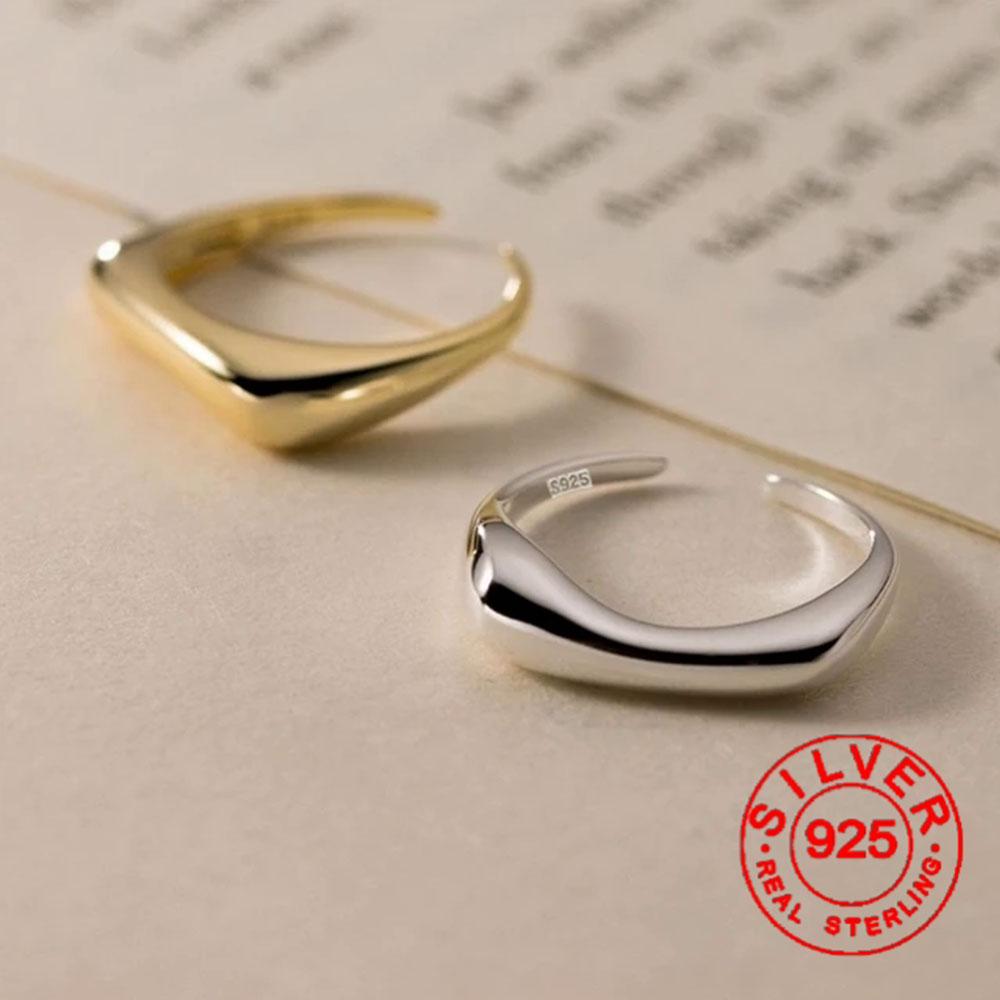 BFCLUB Silver Color Rings for Women Simple Geometric Handmade Irregular Retro Ring Gold Fashion Allergy For Birthday Gift