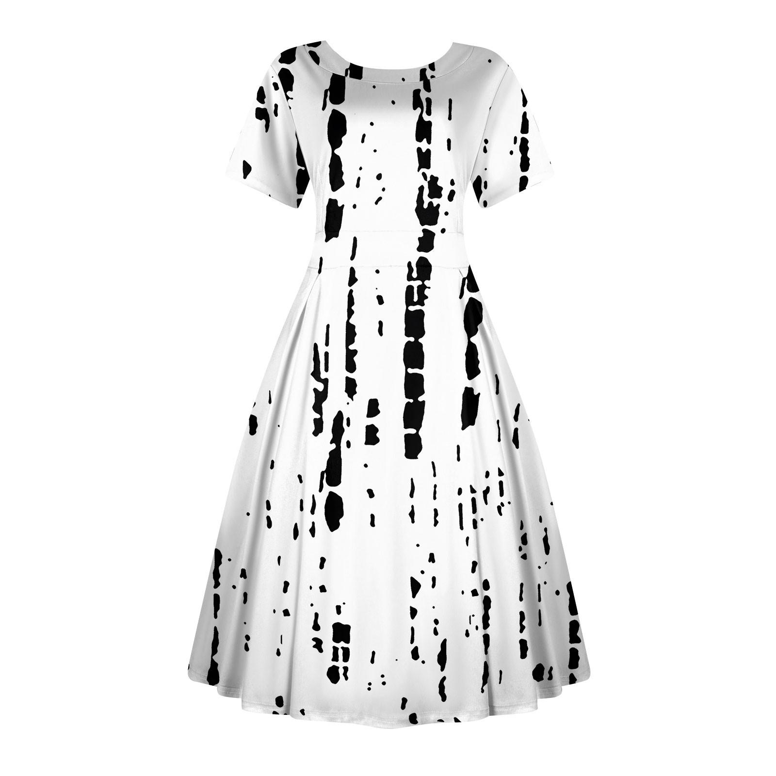 

Женское повседневное модное платье с винтажным принтом, круглые платья миди с коротким рукавом и длинными большими распашными платьями XXXXXL серебряный