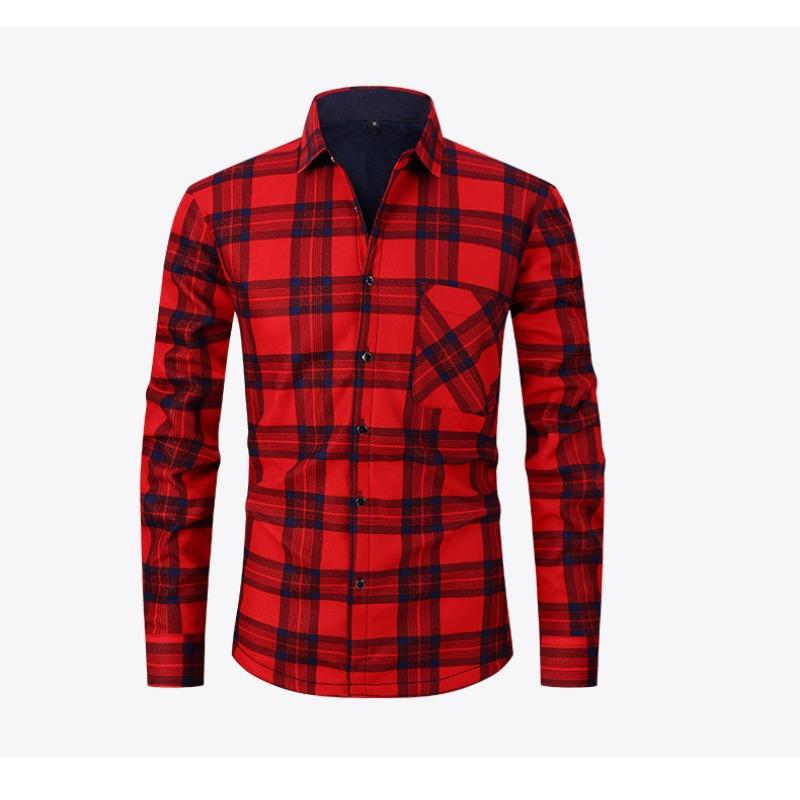 Camisa de Cuadros Casual para Hombre Otoño Invierno con Forro Polar Camisa Cálida Gruesa de Manga Larga Camisa Polar